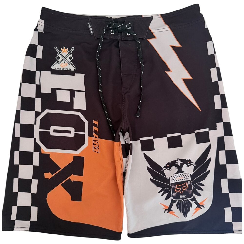 Fox Racing Swimwear Men's 33 Black Orange Checkerboard Motocross MX